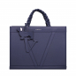 Preview: Handbag made of  calfskin with braided handles dark blue